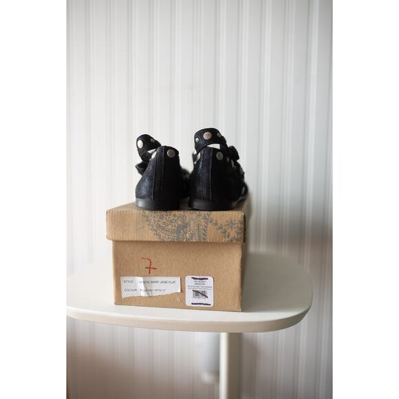 Free People Mystic Mary Jane Flats 7 NEW Bright Navy Metallic - Picture 4 of 5